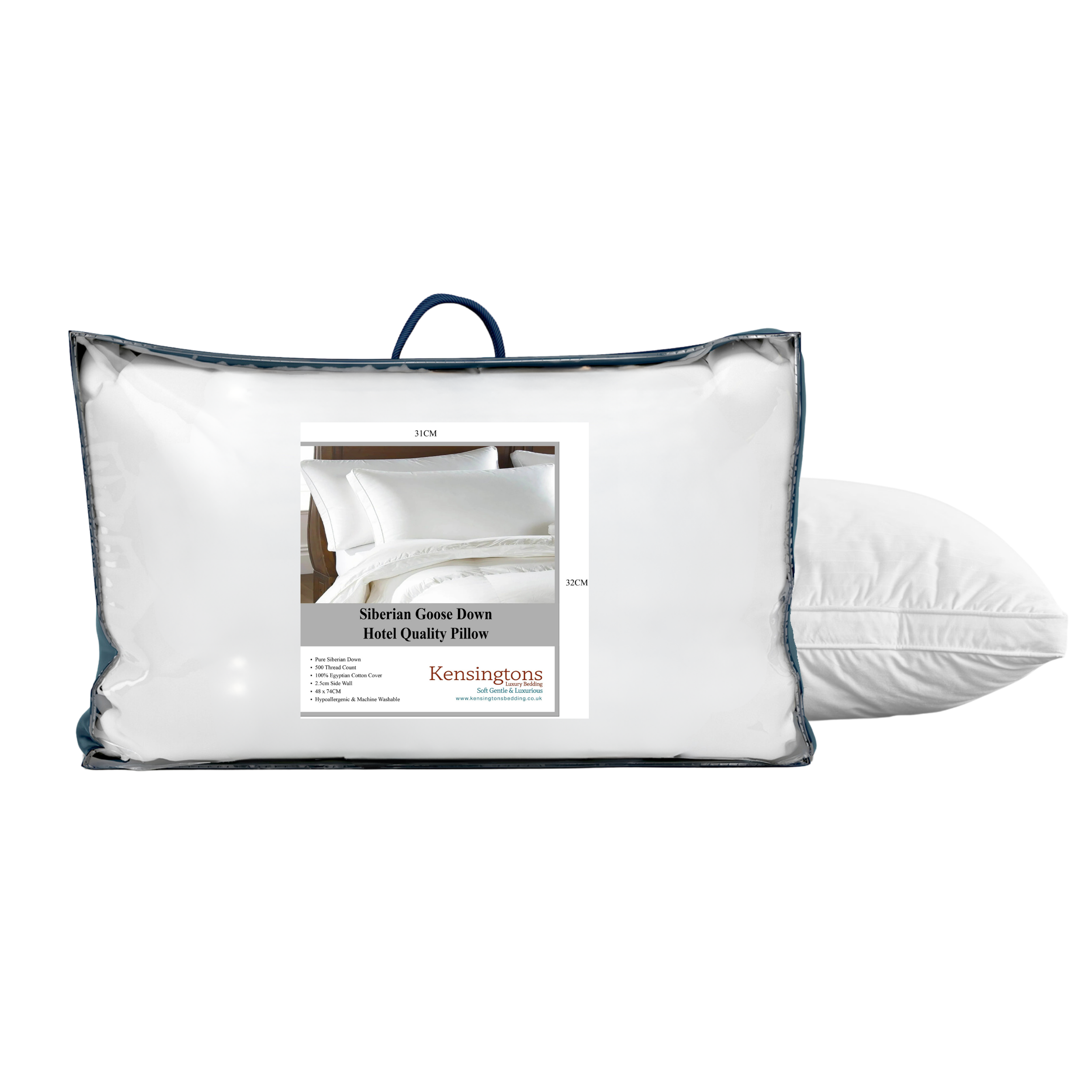 Hypoallergenic Siberian Goose Down Pillow Kensingtons Bedding