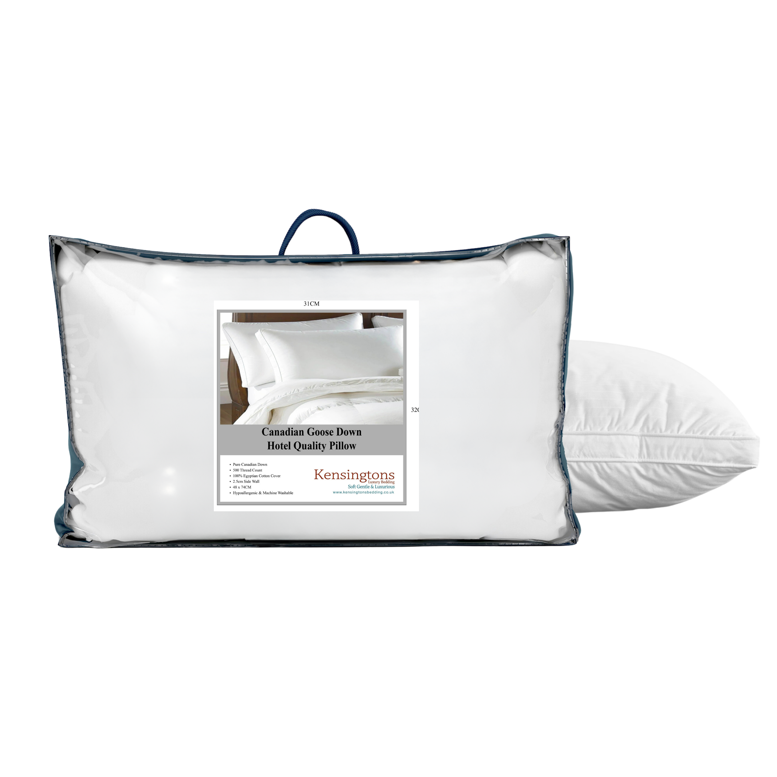 Luxury Canadian Goose Down Pillow - Medium Firm Support – Kensingtons ...