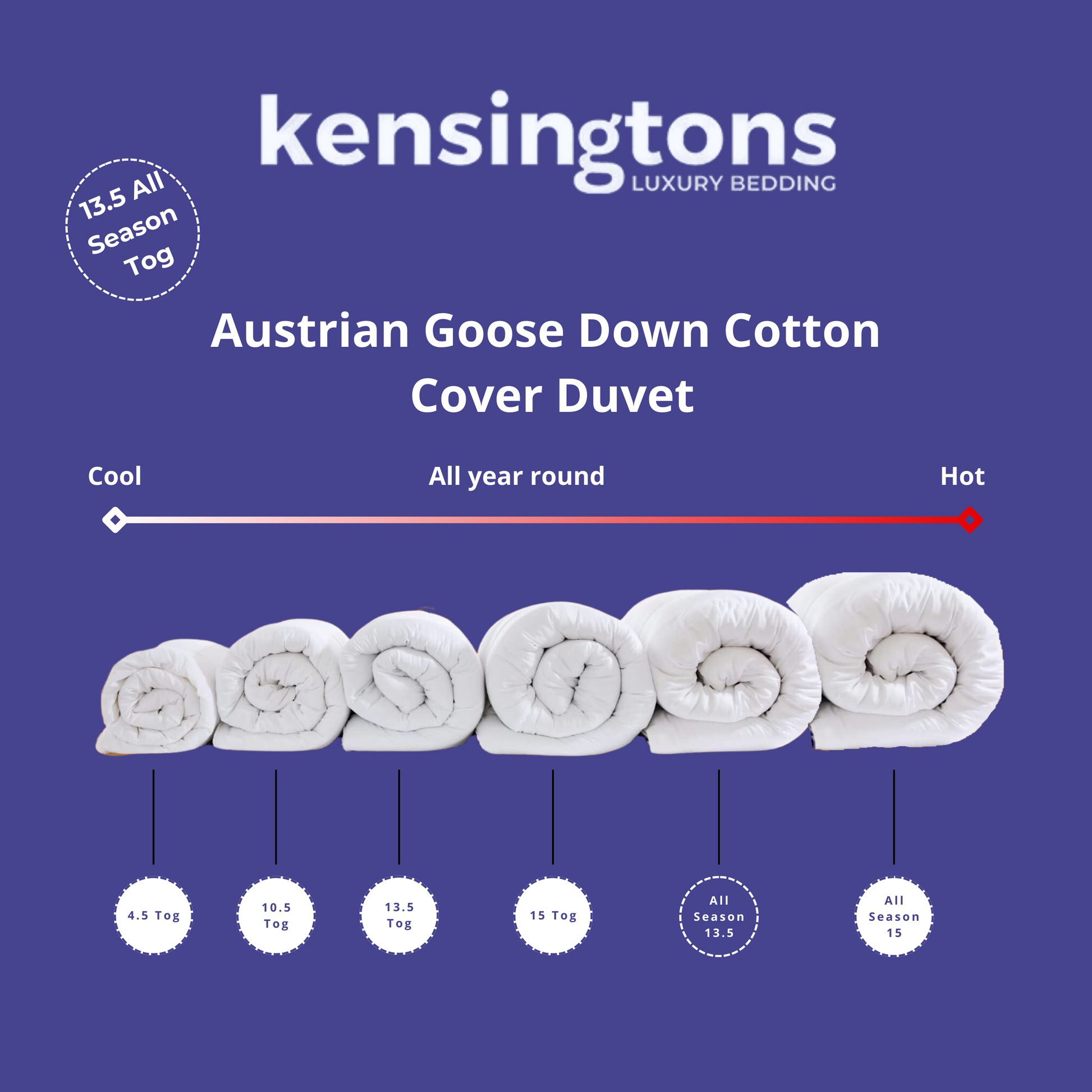 Austrian Goose Down Duvets - 13.5 All Season Tog